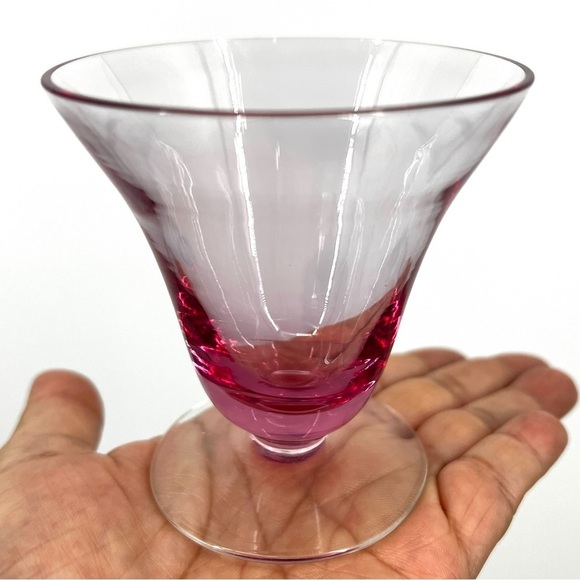 TIFFIN-FRANCISCAN Wisteria Pink Dessert Water Fruit Cocktail Glass Cups Set of 4 - Picture 3 of 16